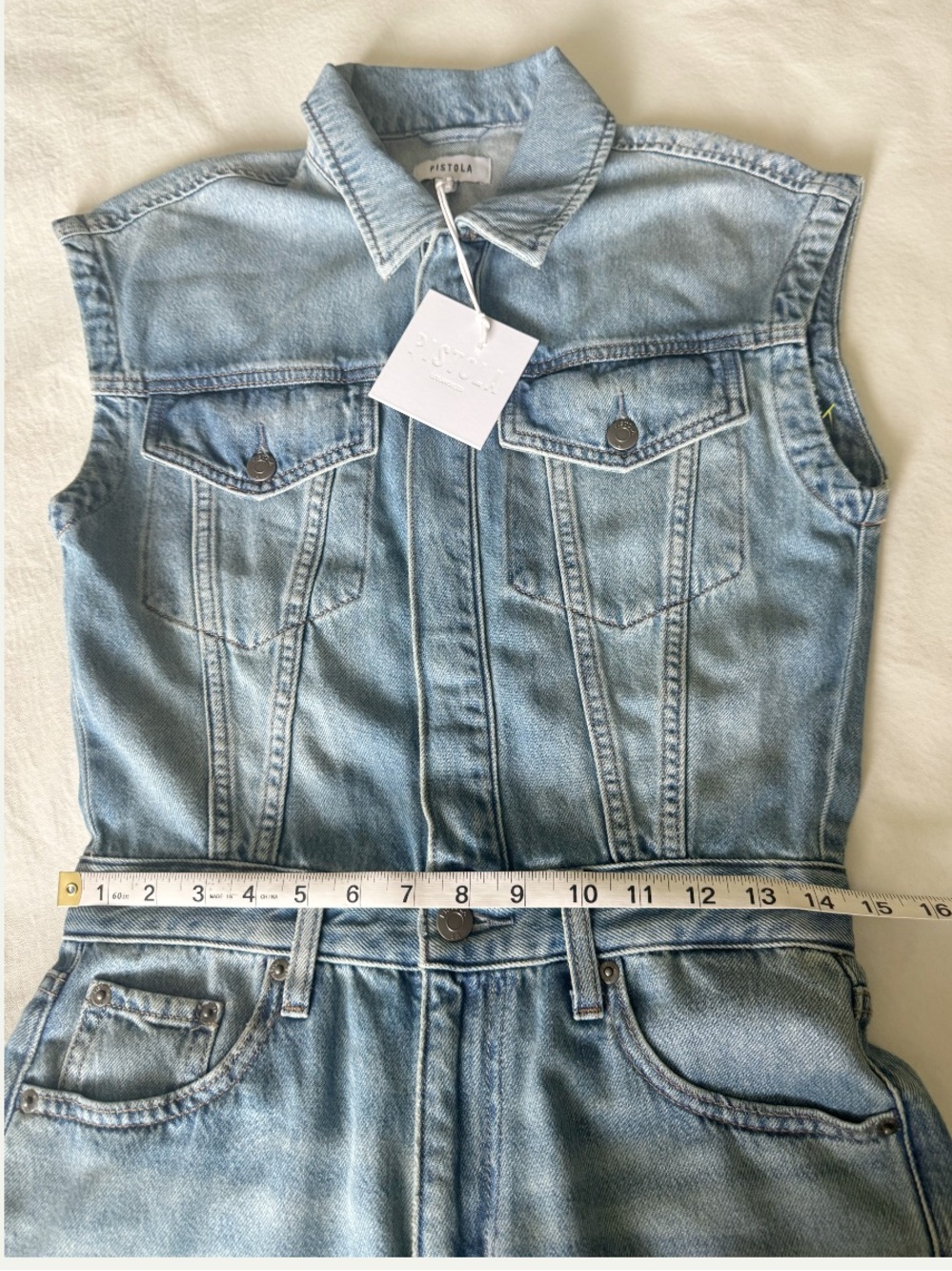 Pistola Lennox Denim Sleeveless Jumpsuit Size Small - Picture 8 of 12